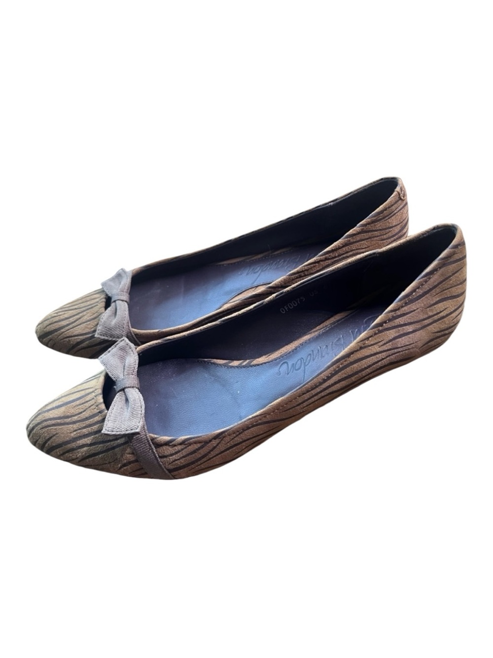 Laura Brandon Genuine Leather Brown Zebra-Print Ballet Flats -  Women Size 8